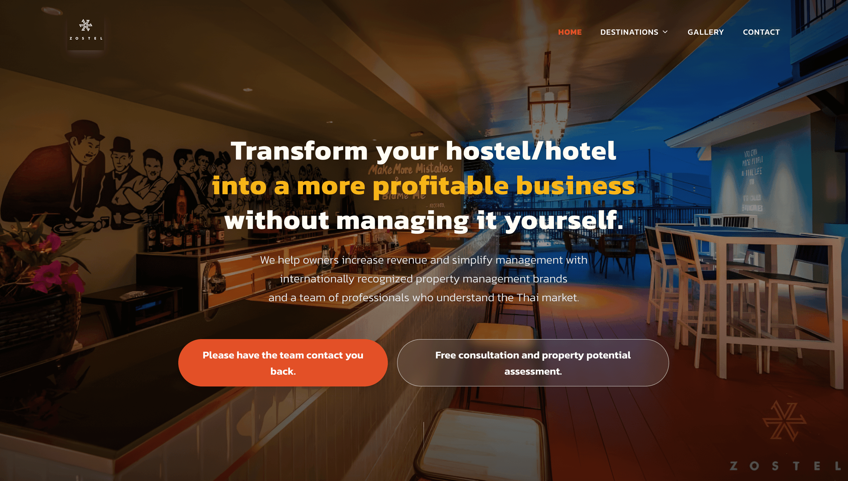 Zostel Landing Page